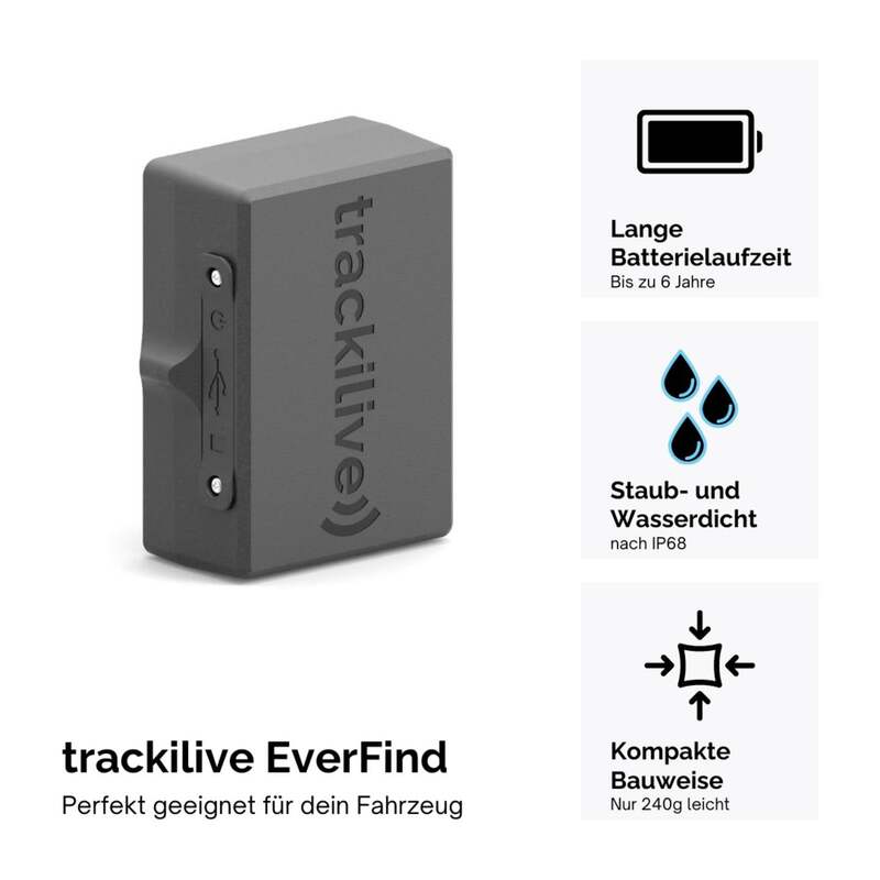 trackilive EverFind GPS Tracker ohne Abo 4G LTE-M IP68 bis 6 Jahre Akku - 4260177670758