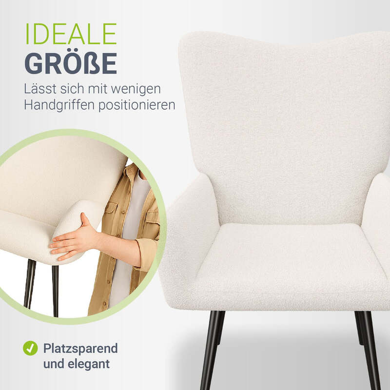 Ohrensessel Odense Relaxsessel beige Bouclé skandinavisches Design Stuhl - 4262437185651