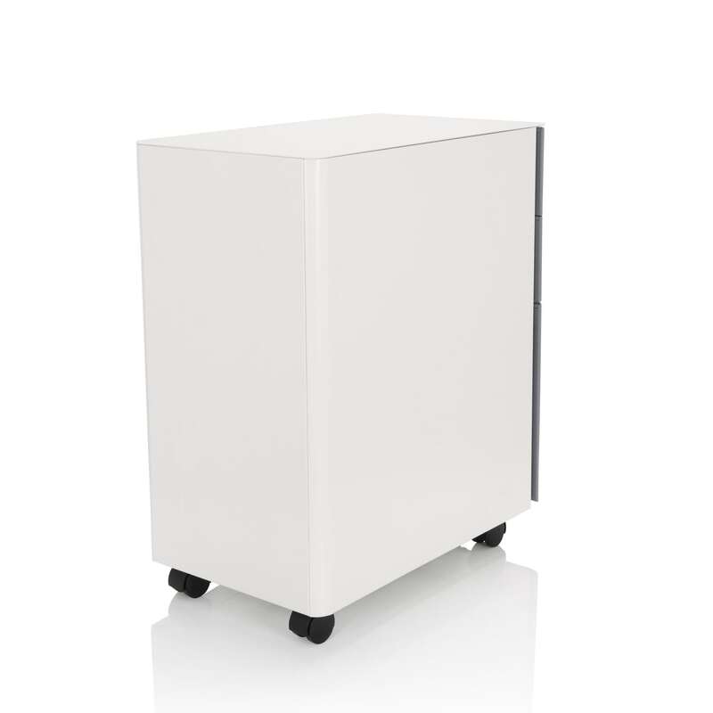 hjh OFFICE Rollcontainer Container Schublade Metall weiß grau Hängeregistratur - 4064323002239