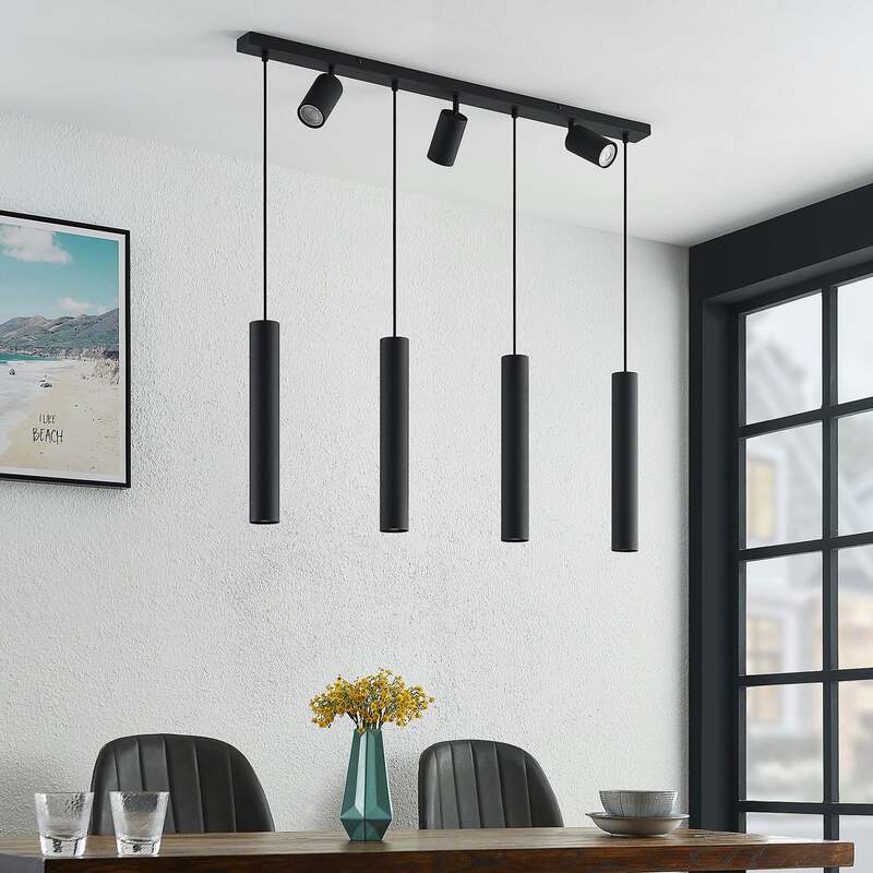 Lindby Sanad Hängeleuchte Hängeleuchte Lampe Leuchte schwarz 7-flammig längl799 - 4251911702897