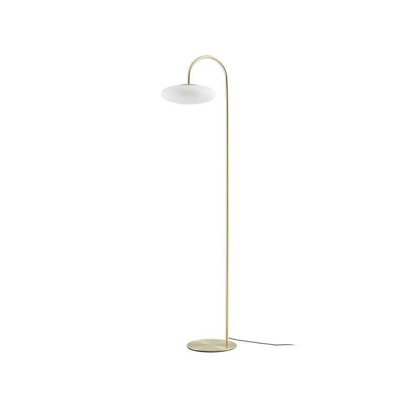 Lucande Stehleuchte Tenebra LED dimmbar Lampe Messing Weiß 150cm 570 Lumen - 4255830913747