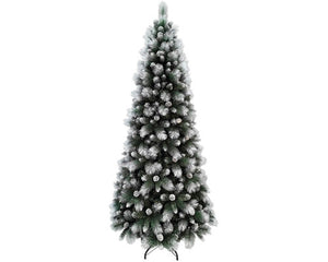 B-Ware Lafiora Weihnachtsbaum Künstlicher Baum Montana mit Schnee Ø99cm H210cm grün LED