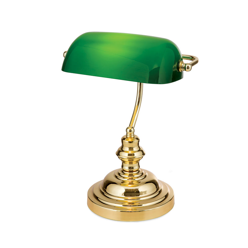 Orion Tischlampe Onella LED Lampe Banker-Stil messing grün 25x35cm Leuchte - 9003090023981