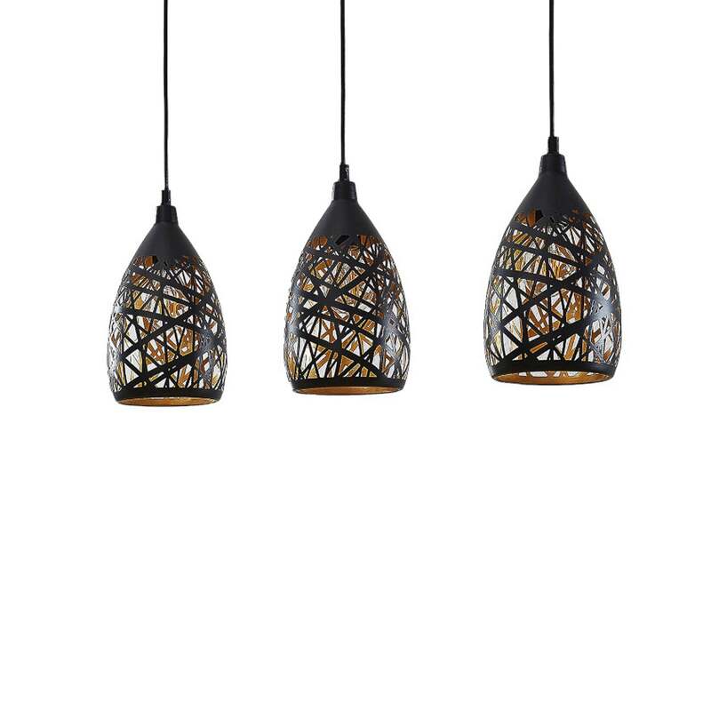 Lindby Pendelleuchte Hängeleuchte Marcello LED Lampe dimmbar schwarz-gold 75cm - 4251096570670