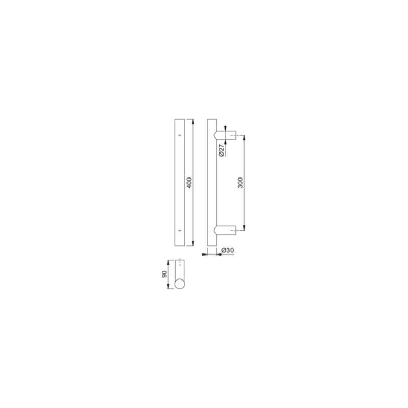 Hoppe Stangengriff E5011 Edelstahl gerade 400mm 30mm Durchmesser Farbe F69 - 4012789616798