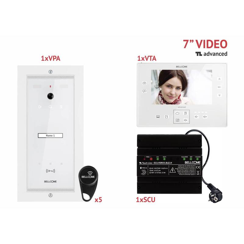 Bellcome 7" Video-Türsprechanlage Kabelgebunden Komplett-Set 8teilig Weiß - 6425859407819