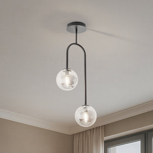 B-Ware Deckenlampe Atria Hängelampe dimmbar schwarz 2-flg 76cm Höhe Rauchgrau Leuchte