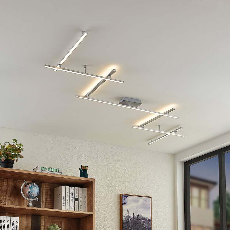 Lindby Deckenleuchte Deckenlampe LED Kerem Nickel Stahl Wohnzimmer Schlafzimmer - 4251096595604