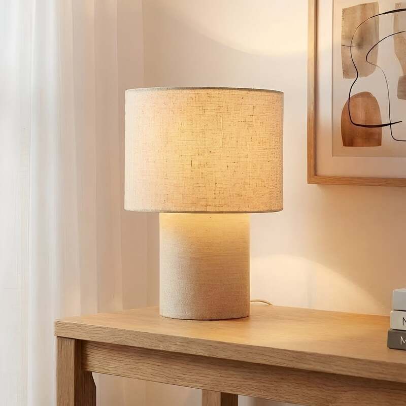 Lindby Tischleuchte Elfie LED Lampe Leuchte beige Textil E27 Ø23cm Höhe 30cm - 4255830906480