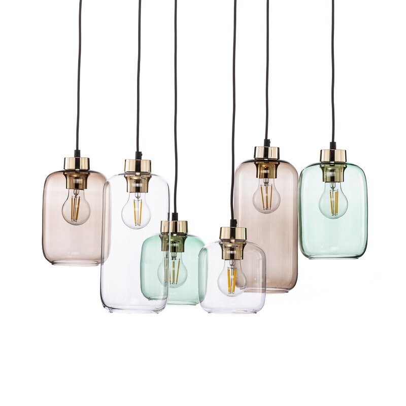 Hängeleuchte Marco Hängelampe Deckenlampe Leuchte Green 6-flg. klar grün braun - 5901780533281