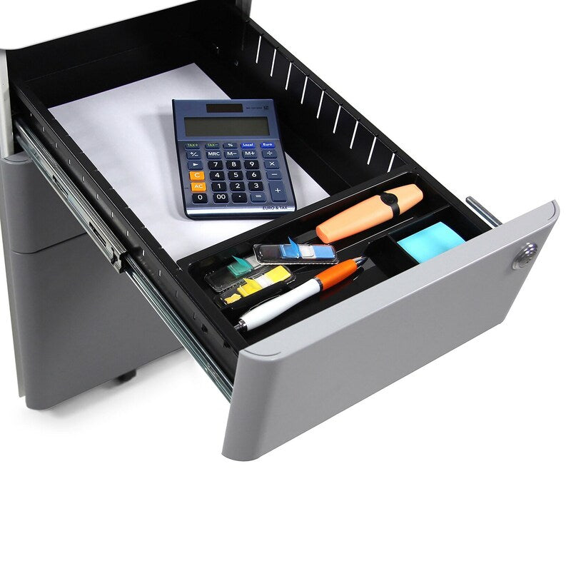 hjh OFFICE Rollcontainer Container Schublade Metall weiß grau Hängeregistratur - 4064323002239