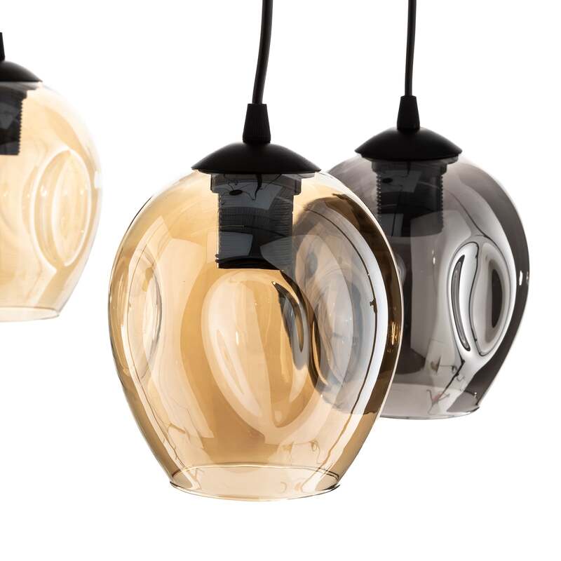 Pendellampe Starla Hängelampe dimmbar 5-flg. Pendelleuchte grafit amber klar - 5901738919297