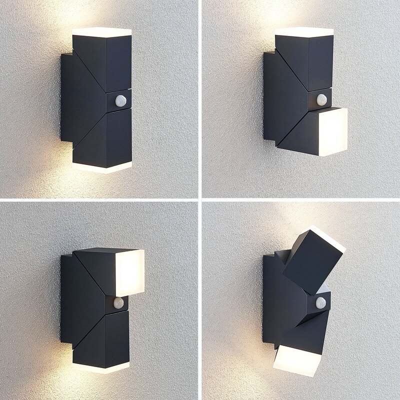 Lindby LED Wandleuchte Sally Außenwandleuchte mit Bewegungsmelder anthrazit IP54 - 4251096554397