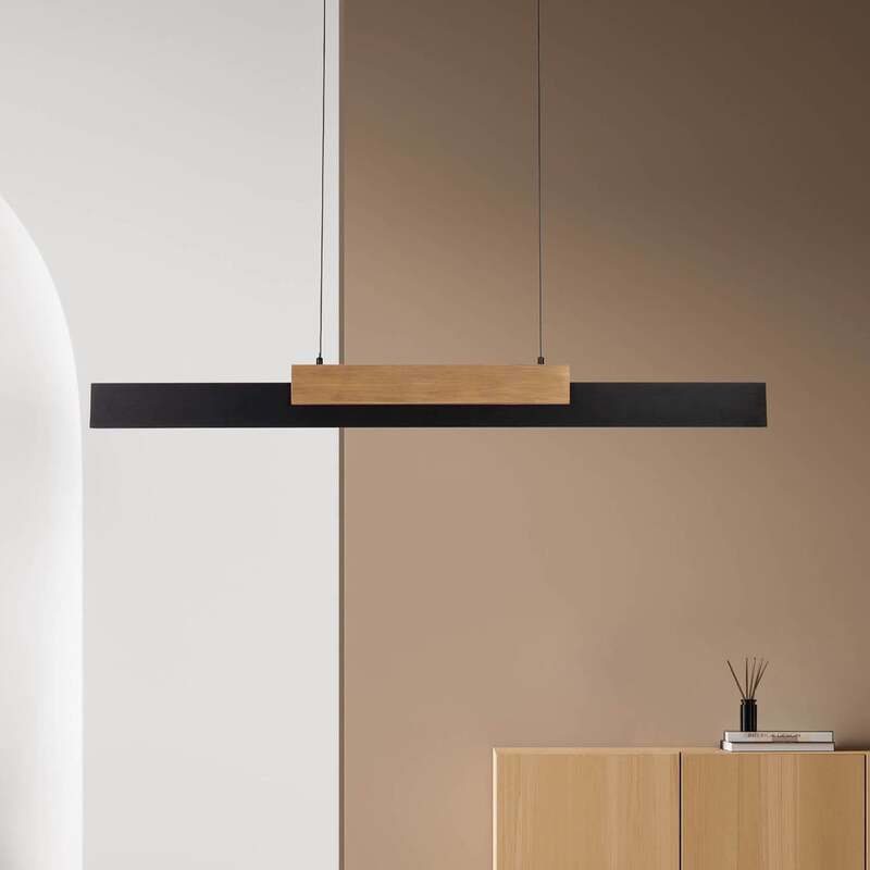 Näve Pendelleuchte Hängeleuchte LED Wiebke schwarz Holz dimmbar Lampe Esszimmer - 4003222894095