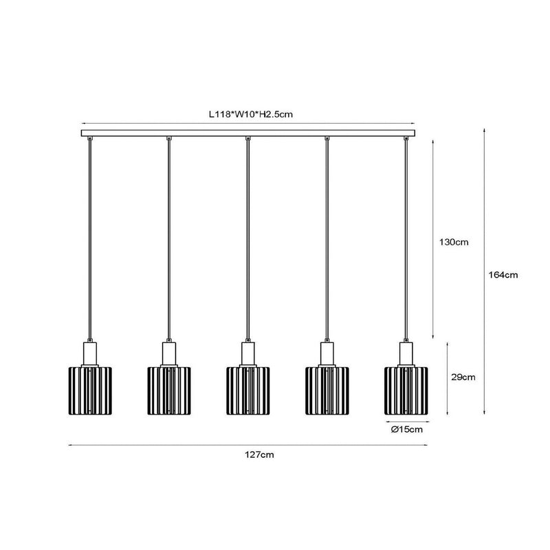 Lucide Pendellampe Hängeleuchte Lambres Glas Metall taupe 5-flammig E27 LED - 5411212452979