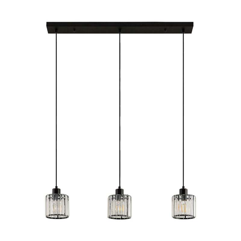 Lindby Hängeleuchte Vella LED Pendelleuchte Lampe 3-flg transparent 83cm schwarz - 4251096581195