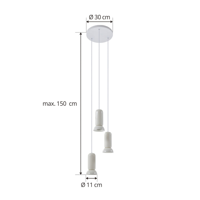 Lindby Hängeleuchte Kerimi LED Pendelleuchte Lampe dimmbar creme 3-flammig - 4251911775969