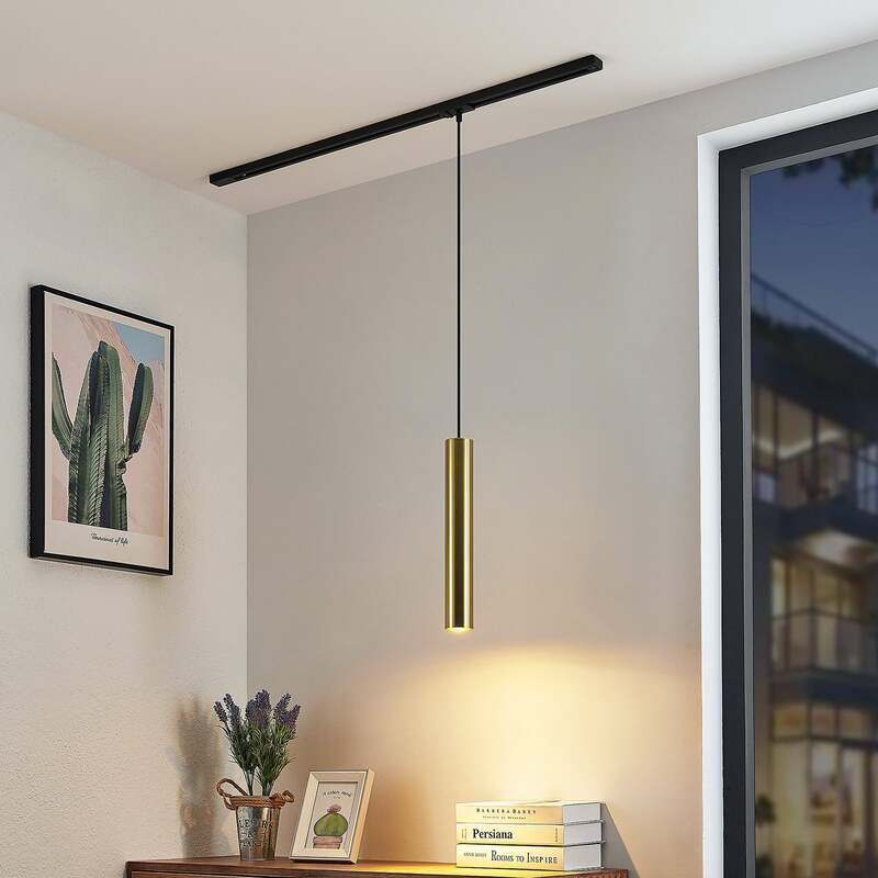 Lindby Pendelleuchte Hängelampe Linaro Deckenlampe schwarz/gold 40 cm - 4251911701616