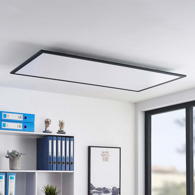 Lindby Deckenlampe Nelios LED Lampe dimmbar schwarz 120x60cm CCT 2700K-6500K - 4251911739411