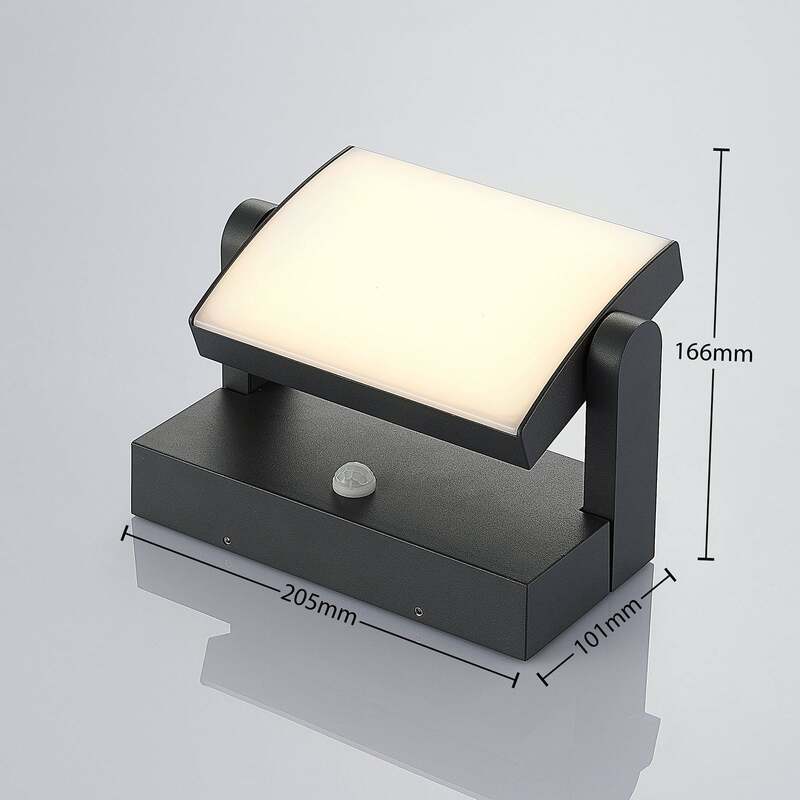 Lindby  LED-Außenwandleuchte Sherin Wandleuchte Außenlampe mit Sensor dunkelgrau - 4251096554502