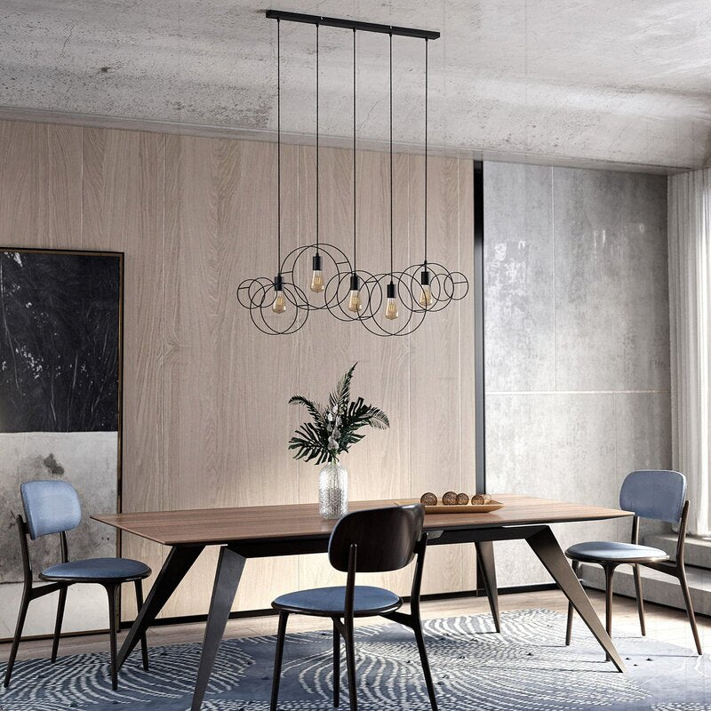 Lucande Andrik Hängeleuchte Hängelampe Lampe Leuchte 5-flmg. E27 Kreise schwar - 4251911702217