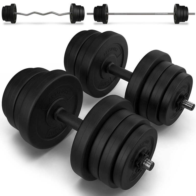 3in1 Hantelset 60kg Kurz-, Lang- und Curlhantel mit Gewichten rutschfest Set - 4260565522287