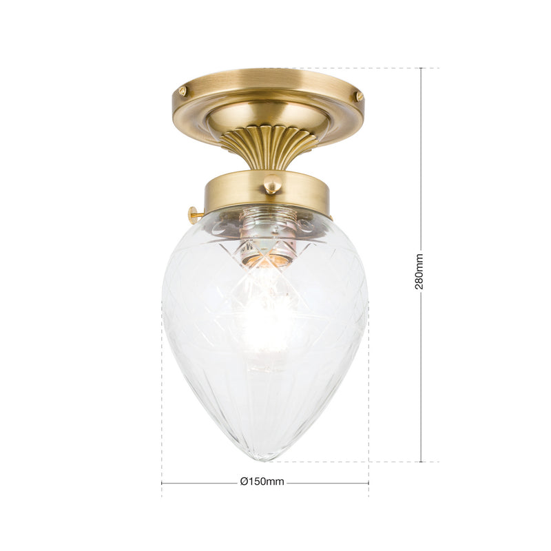ORION Deckenleuchte Lampe Enna Ø 15 cm bronze transparent Messing Glas E27 Lampe - 9003090138463