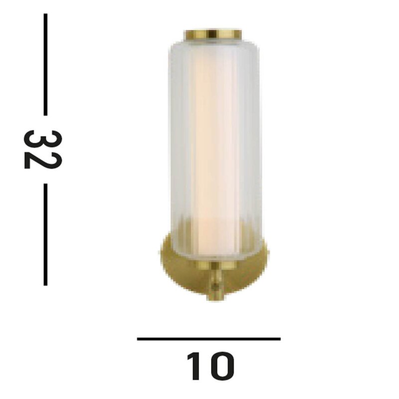 Searchlight Wandleuchte Wandlampe LED Glaslampe messingfarben dimmbar Stahl Glas - 5053423273105