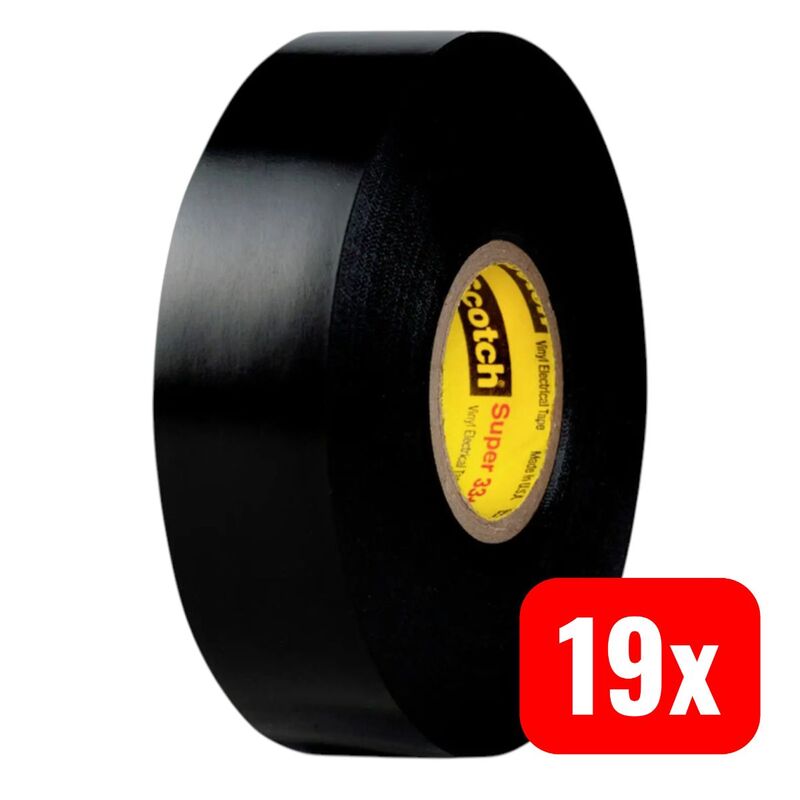 3M Isolierband SUPER33+ 20m x 19mm PVC schwarz Gummi-Harz 600V 1 Rolle - 0054007061328