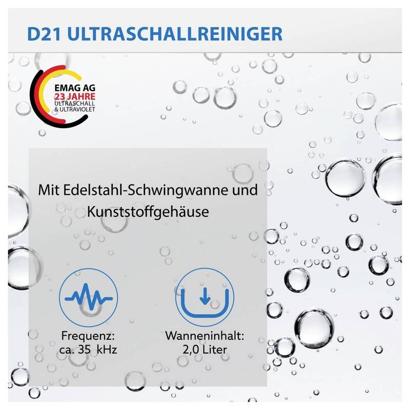 Emag Ultraschallreiniger Heizung 2l Edelstahlwanne schonende Reinigung Schmuck - 4040513601130