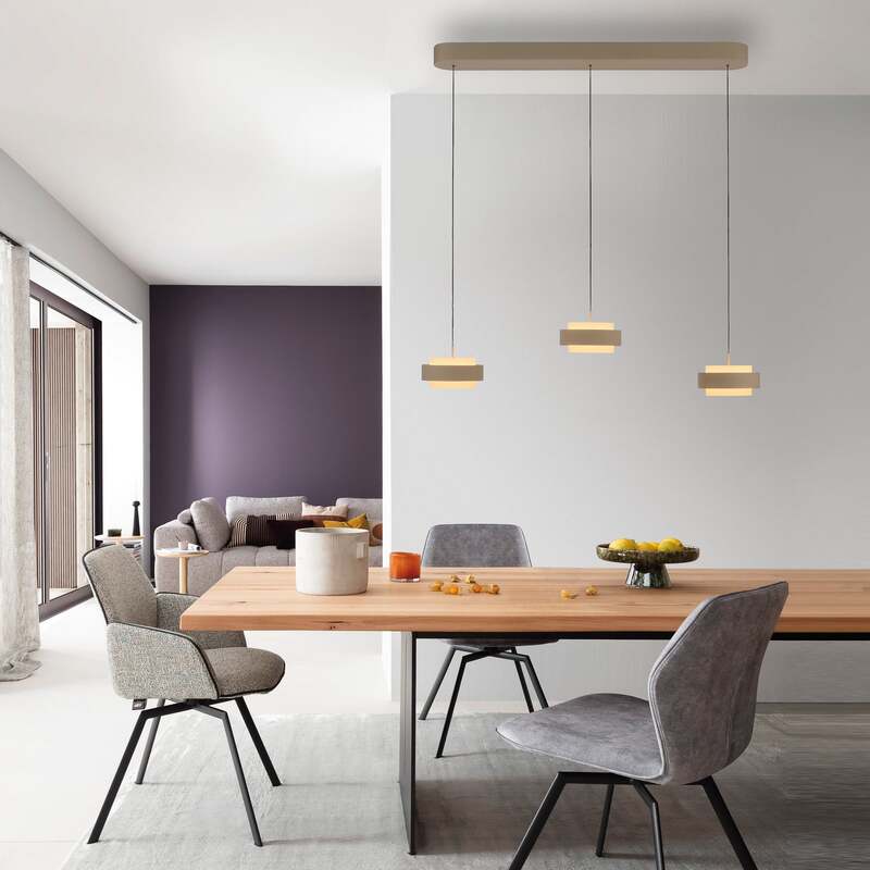 SCHÖNER WOHNEN Hängelampe Pendelleuchte LED Lampe Elmo beige Sandbrise Glas - 4043689019372