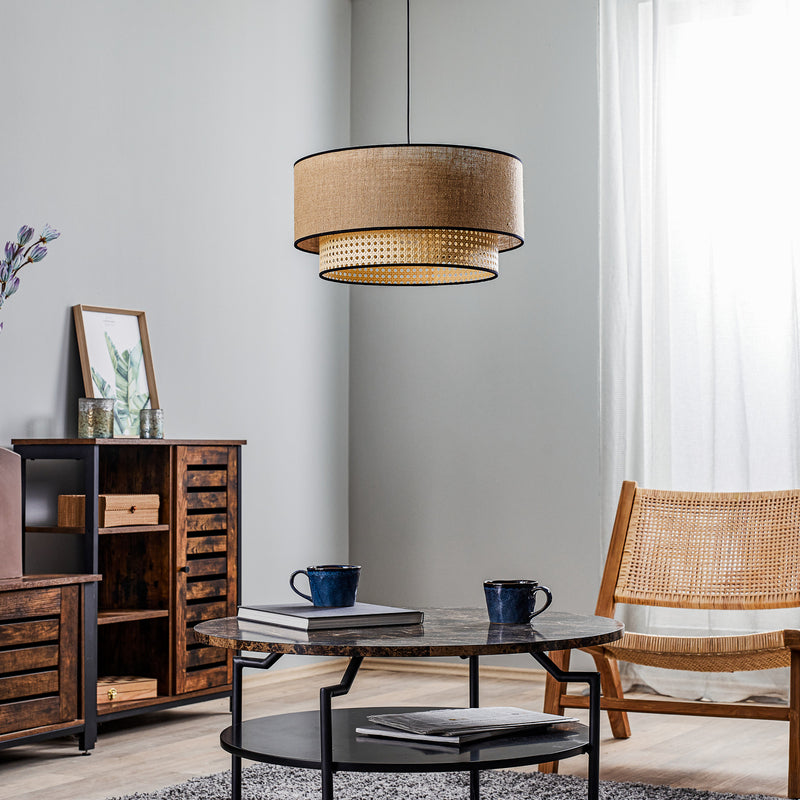 Hängeleuchte Boho LED Pendelleuchte Rattan dimmbar braun Ø 45 cm Höhe 22 cm - 5903689184304