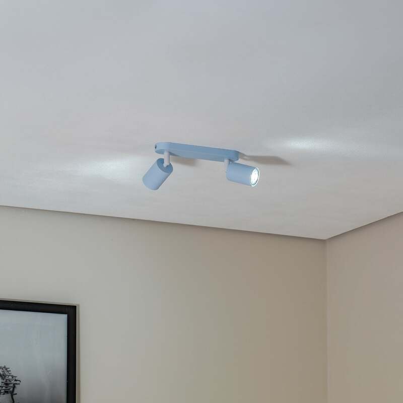 Deckenstrahler Livia LED dimmbar 2-flg Stahl hellblau 35cm 17,5cm IP20 - 5906135102372