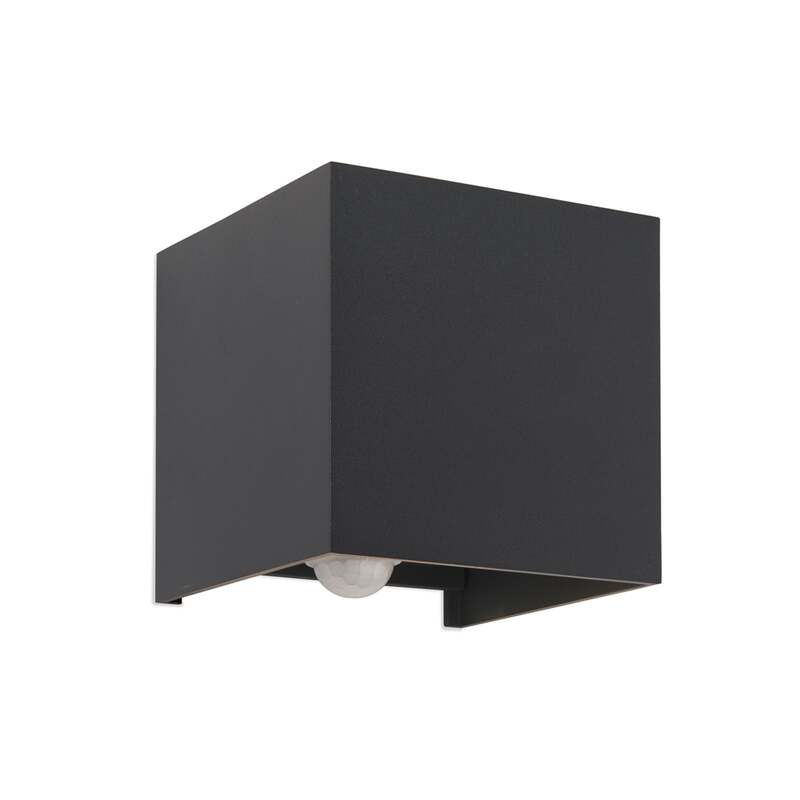 LED-Außenwandleuchte Cube-S anthrazit Metall mit Sensor 2x6W warmweiß IP54 - 9003090277162