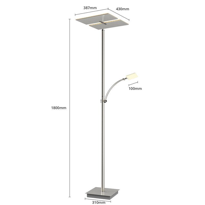 Lucande Stehleuchte Deckenfluter Parthena LED Nickel Metall Leselampe Wohnbereic - 4251096575682