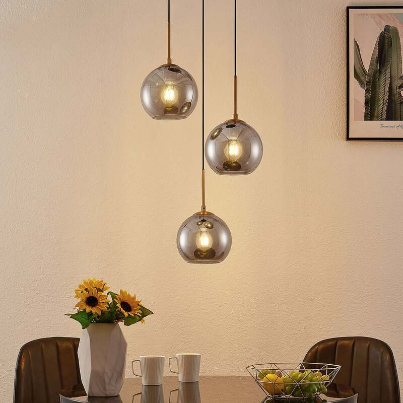 Lindby Jurian Pendelleuchte  Deckenlampe Wohnzimmerlampe 3-flamming bronze sm746 - 4251911727883