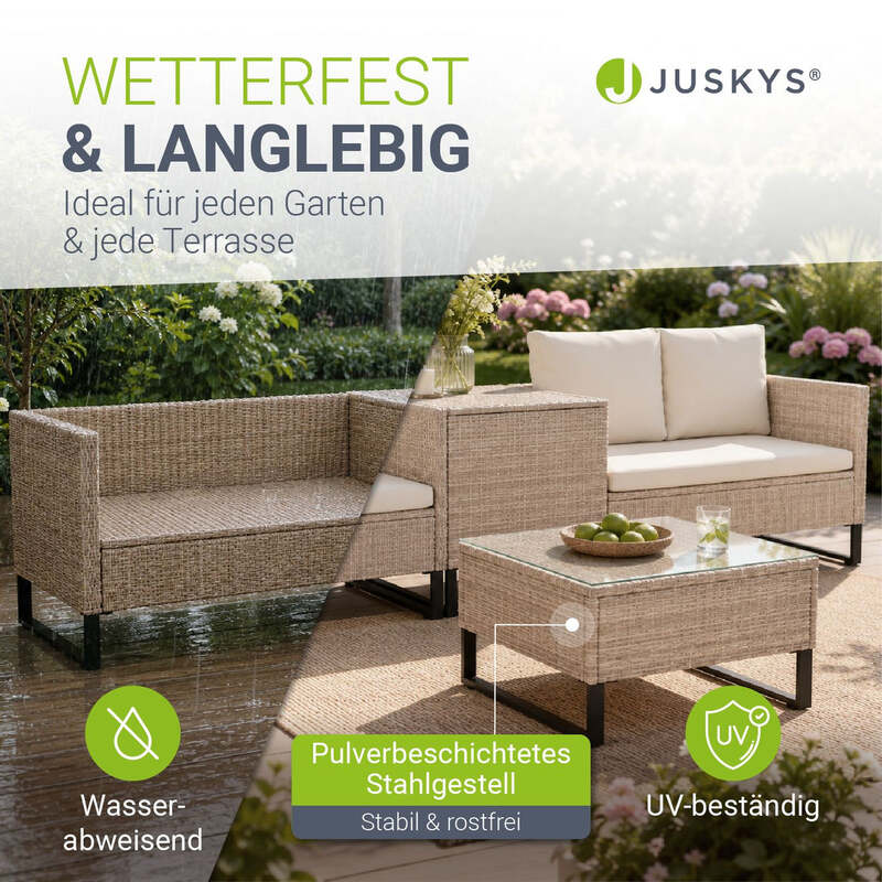Gartenlounge Santorini modulare Polsterlounge für 4 Personen inkl. Kissenbox - 4262437180311