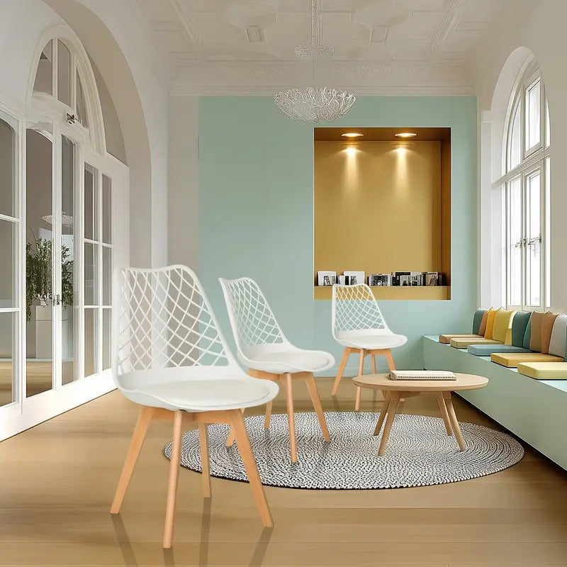 hjh LIVING Schalenstuhl Stuhl Esszimmerstuhl weiß Kunststoff Massivholz - 4064323107170