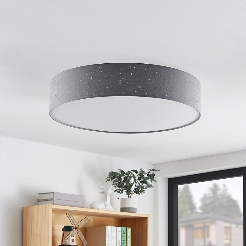 Lindby Deckenlampe Deckenleuchte Ellamina LED hellgrau Textil Wohnzimmerlampe483 - 4251096586596
