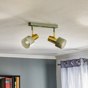B-Ware Euluna Deckenstrahler Deckenlampe Lampe Leuchte Destin zweiflammig grün/messing