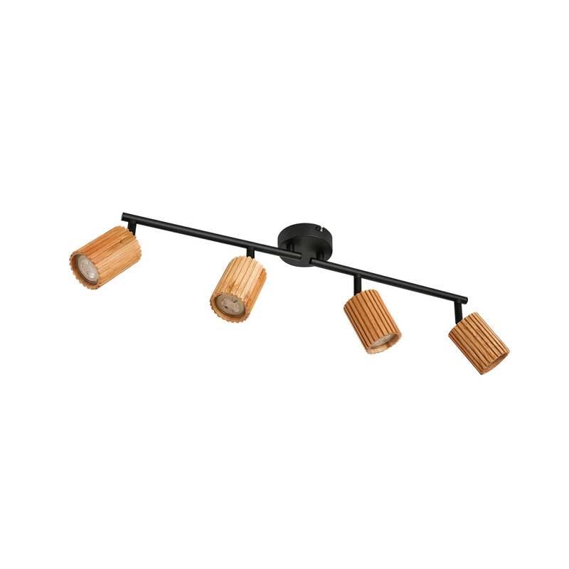 Lindby Deckenstrahler Stralino LED 4-flammig dimmbar Holz schwarz 60cm 9cm 18cm - 4255830903816