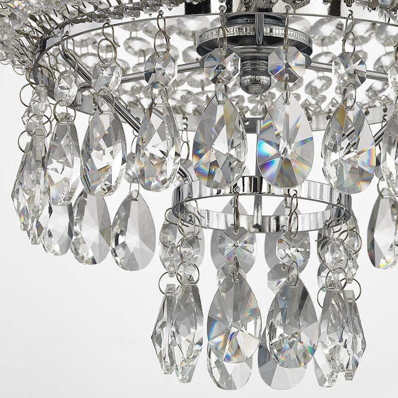 Lindby Kronleuchter Casparia LED Hängelampe Kristall dimmbar chromfarben Ø44cm - 4251096509366