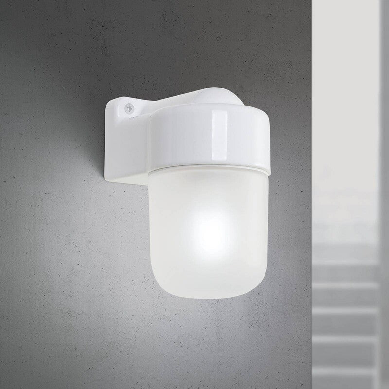 ORION Ostia Wall Light, White, Ceramic, Satin Glass, E27 - 9003090282067