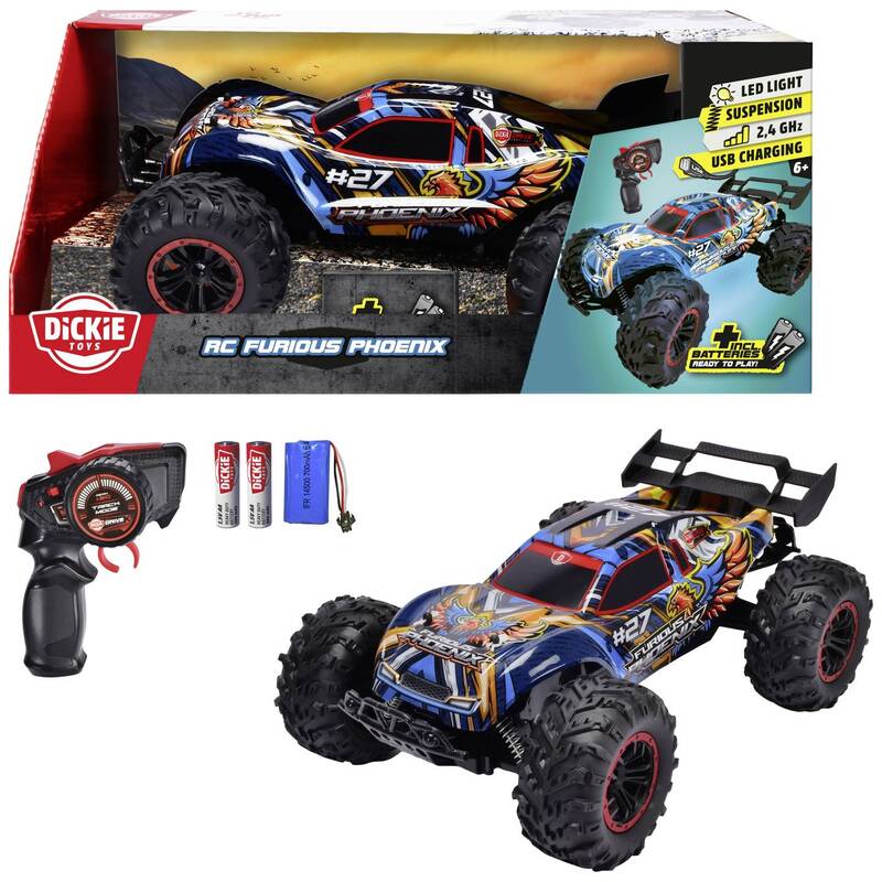 Dickie Toys RC Truggy Furious Phoenix 1:10 Elektro Modellauto inkl. Batterien - 4006333089053