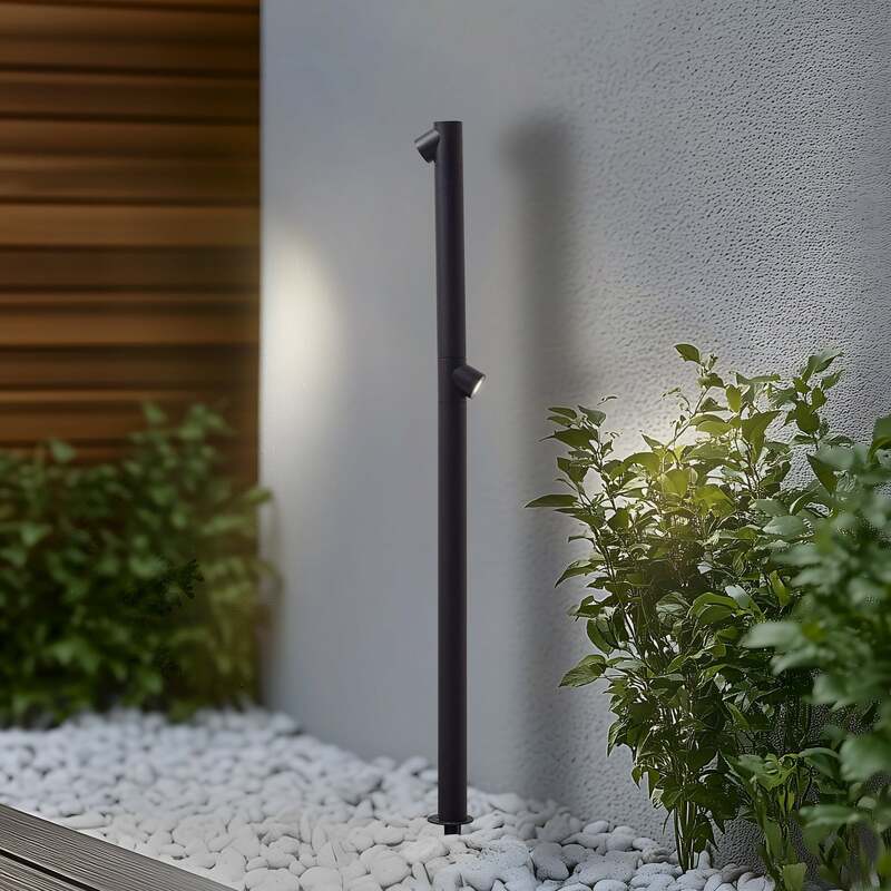 Lindby Wegeleuchte Gartenlampe LED Luzian anthrazit Erdspieß Eisen Glas 120cm - 4251911785135