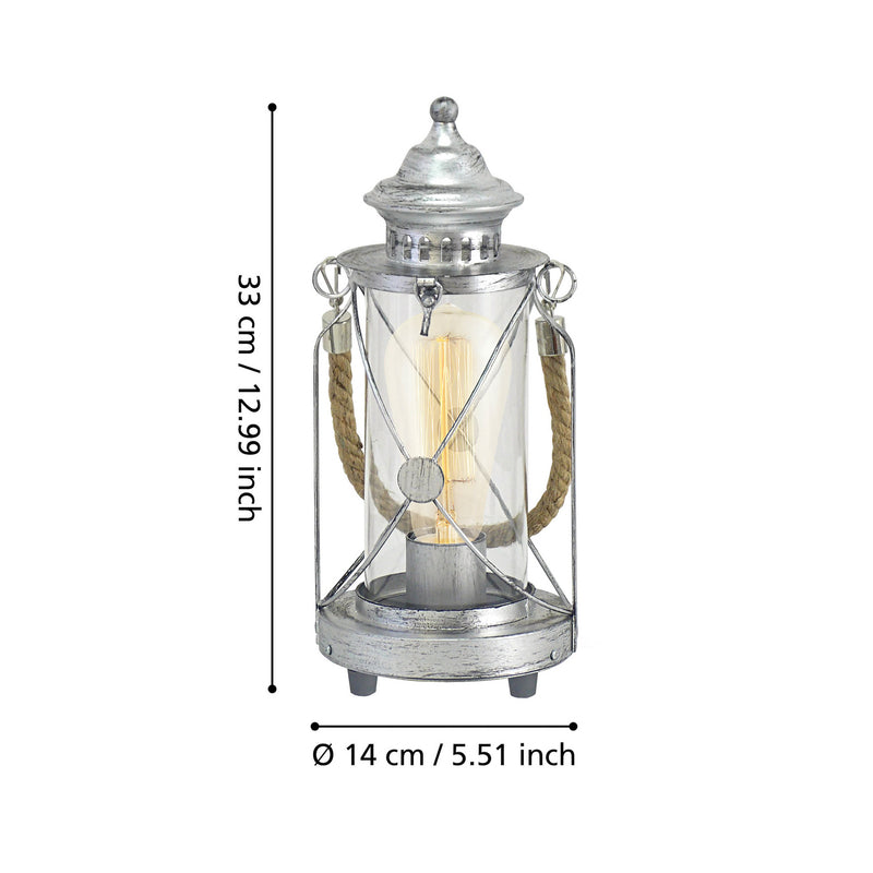 Helle Laternen-Tischleuchte Kirian silber-antik 30,5 cm E27 von EGLO - 9002759492847