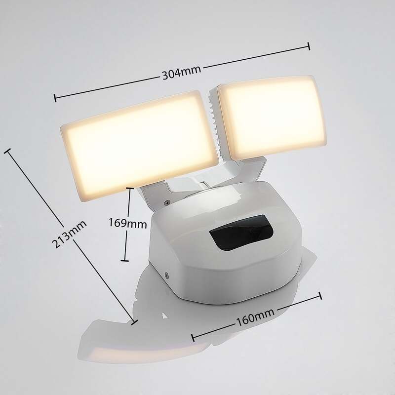 Lindby Außenwandleuchte Nikias LED Gartenlampe mit Bewegungsmelder weiß 30cm - 4251096561487