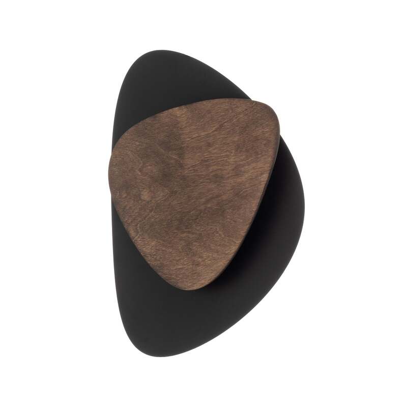LED Wandleuchte Pedra schwarz Holz Stahl 3000K warmweiß Designer Leuchte 25x36cm - 5905143289822