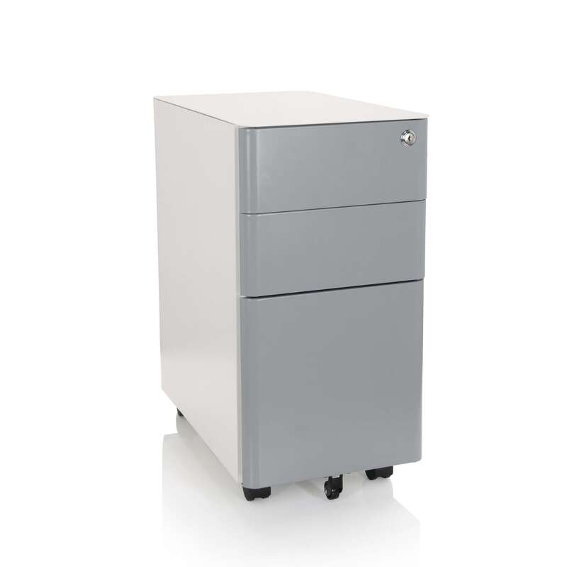 hjh OFFICE Rollcontainer Container Schublade Metall weiß grau Hängeregistratur - 4064323002239