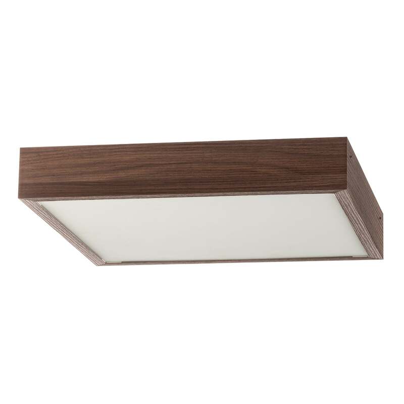Deckenleuchte Tromsö walnuss 50x50 cm Holz Glas 4x15W E27 IP20 - 5902553220339
